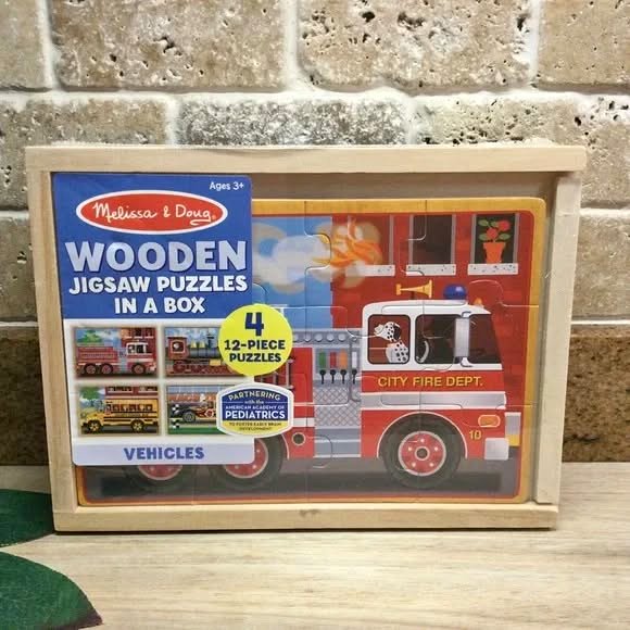 BNIB Melissa & Doug Wooden Vehicle Puzzle Set