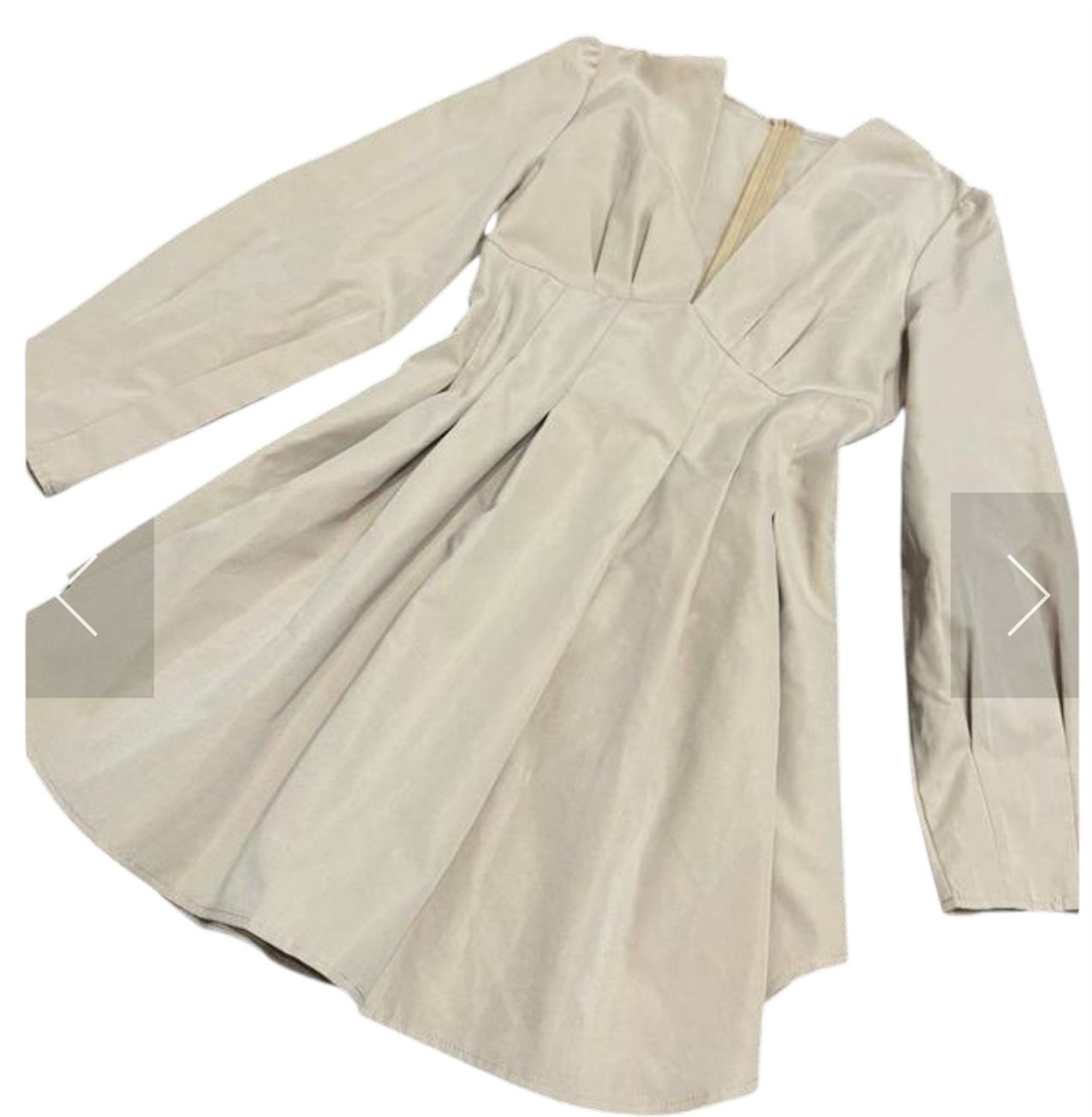 Beige Corset Waist Pleated Mini Dress - photo 3