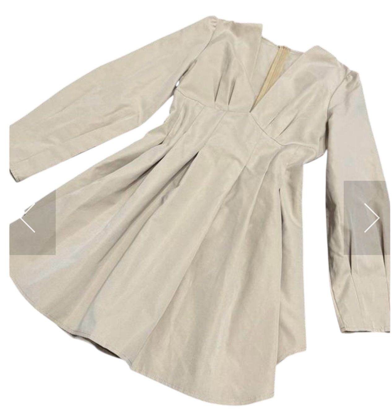 Beige Corset Waist Pleated Mini Dress - photo 4