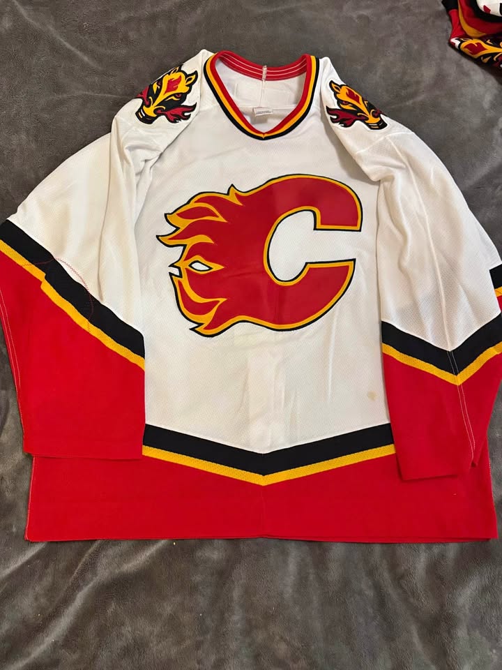 CCM Calgary Flames Authentic Home Jersey (White) – Size 52
