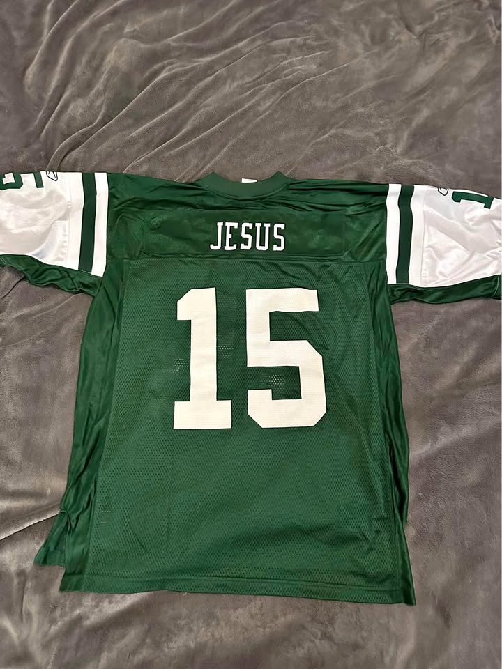 New York Jets Custom “Jesus” #15 Reebok NFL Jersey – Size L