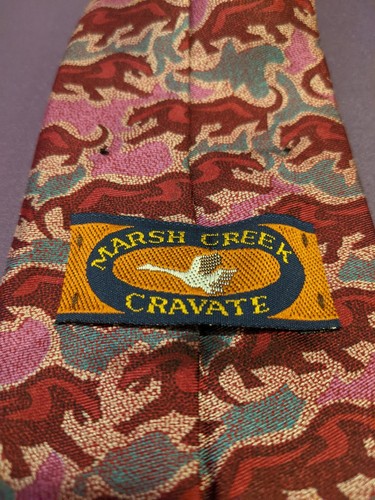 Marsh Creek Cravate Men's Tie Animal Pattern Red Burgundy Pink - photo 2