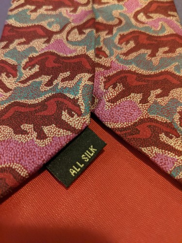 Marsh Creek Cravate Men's Tie Animal Pattern Red Burgundy Pink - photo 4