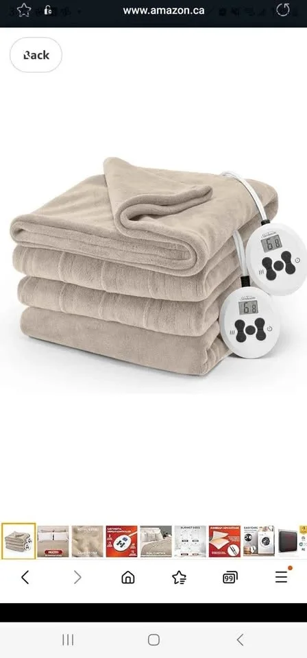 Sunbeam Royal Luxe Mushroom Heated Blanket - King