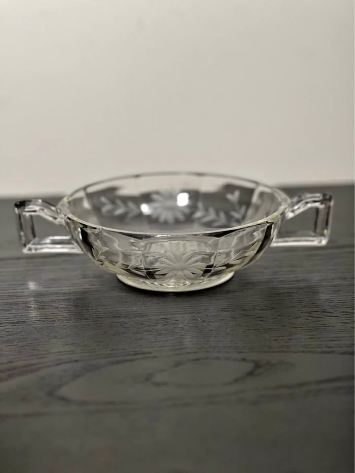 Vintage Glass Double-Handled Bowl