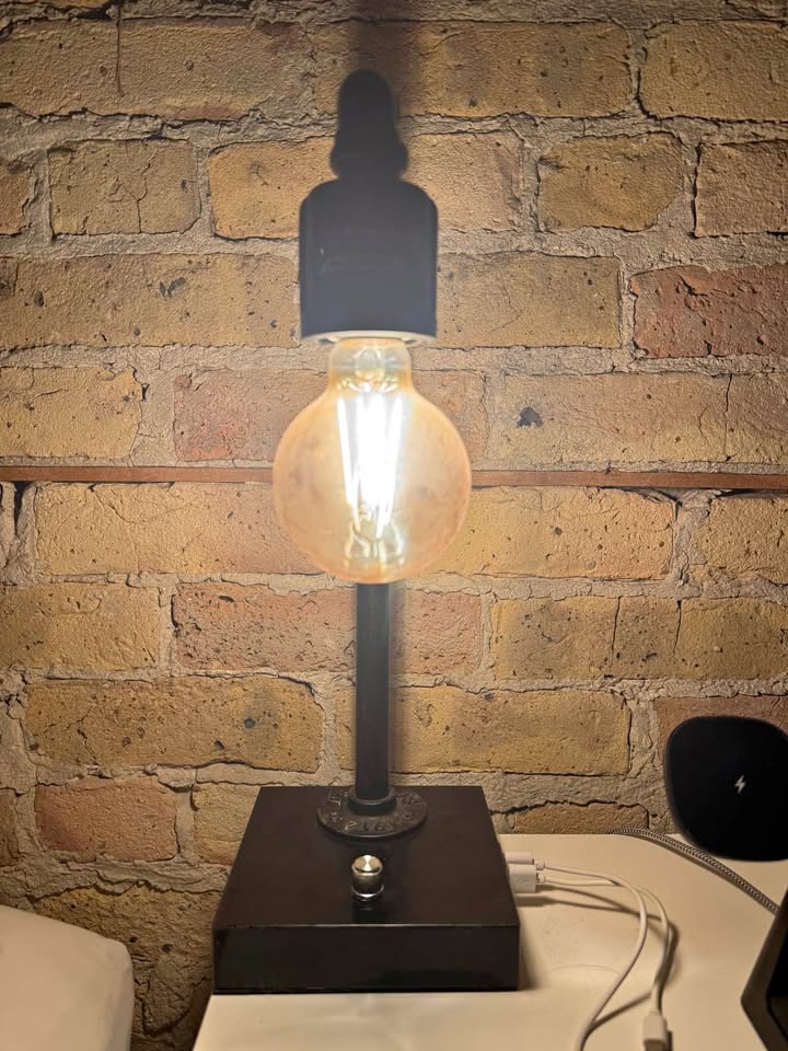 2 Industrial Table Lamp with USB Charging Ports