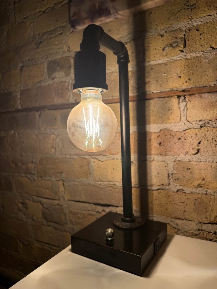 2 Industrial Table Lamp with USB Charging Ports - photo 3