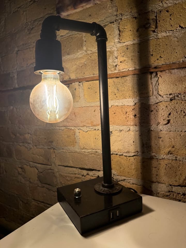 2 Industrial Table Lamp with USB Charging Ports - photo 4