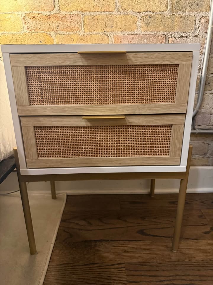 Nathan James Wood & Rattan Nightstands White (Set of 2) - photo 2