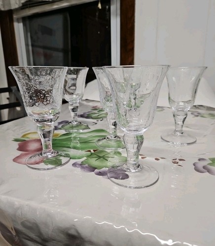 6 Stem Blown Glass Goblet Bubble Wine HeavyMINT 6.25x3.5” - photo 2