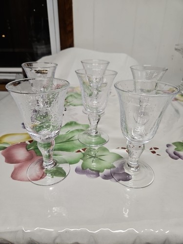 6 Stem Blown Glass Goblet Bubble Wine HeavyMINT 6.25x3.5” - photo 4