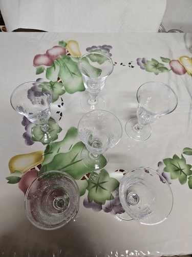 6 Stem Blown Glass Goblet Bubble Wine HeavyMINT 6.25x3.5” - photo 5