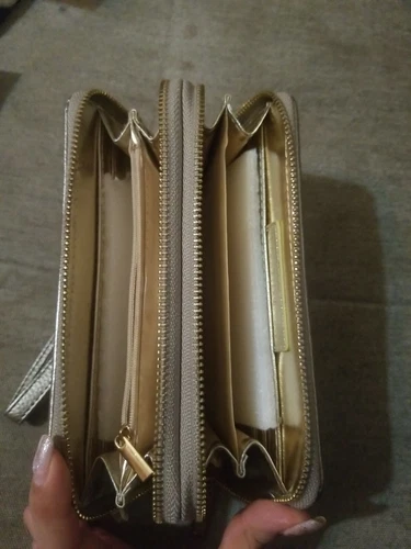 NWT Under One Sky Gold Wallet Dual Zipper Wrist Strap - photo 3