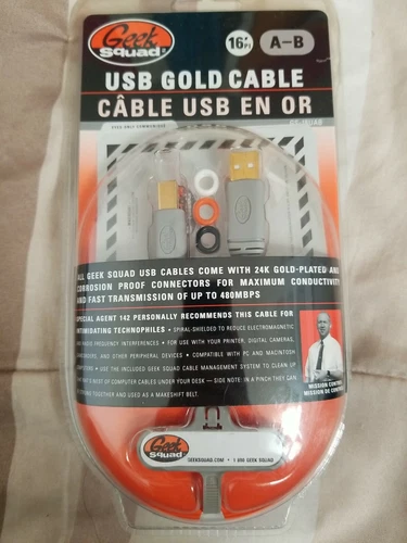 USB A-B 24k GOLD CABLE, 16FT Geek Squad (GS-UAB)