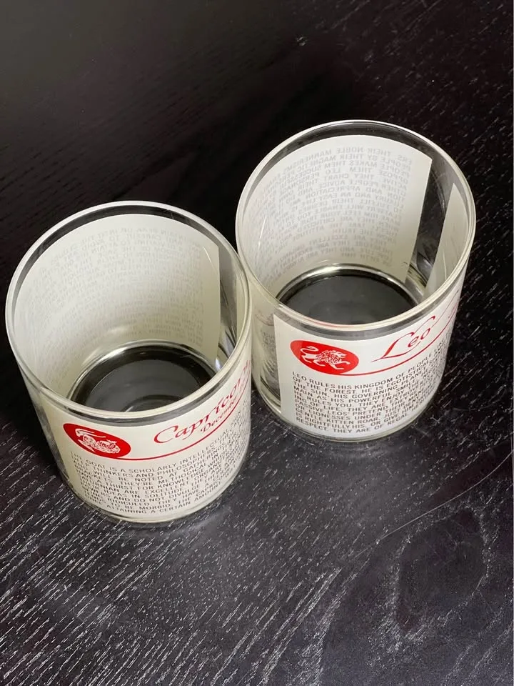 Vintage 1970's Zodiac Sign “Old Fashioned” Glasses Capricorn Leo image indicator(3)