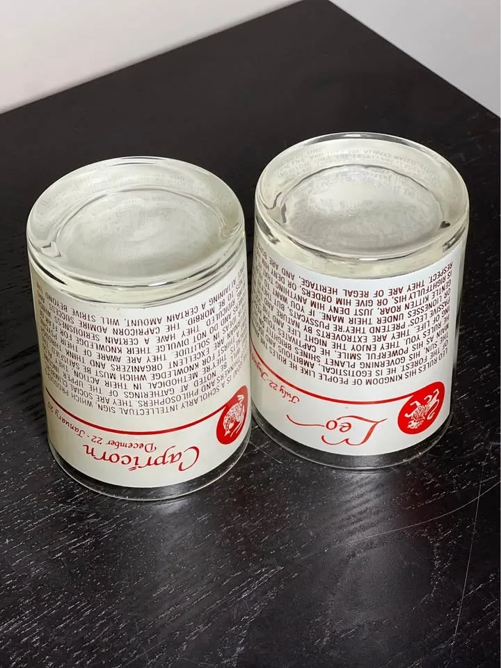 Vintage 1970's Zodiac Sign “Old Fashioned” Glasses Capricorn Leo image indicator(5)