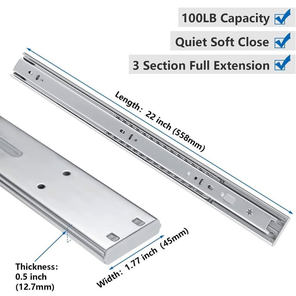 Soft Close Drawer Slides 22 Inch - photo 3