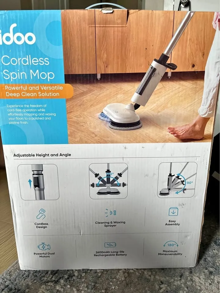 Cordless Electric Mop, Dual-Motor Spin, Sprayer & LED