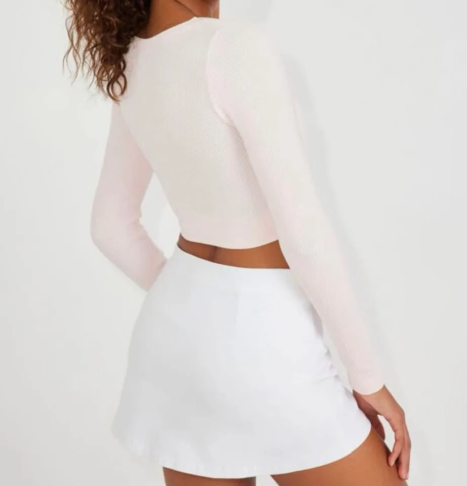 Garage Sonia Long Sleeve Ribbed Crop Top – Light Pink image indicator(3)