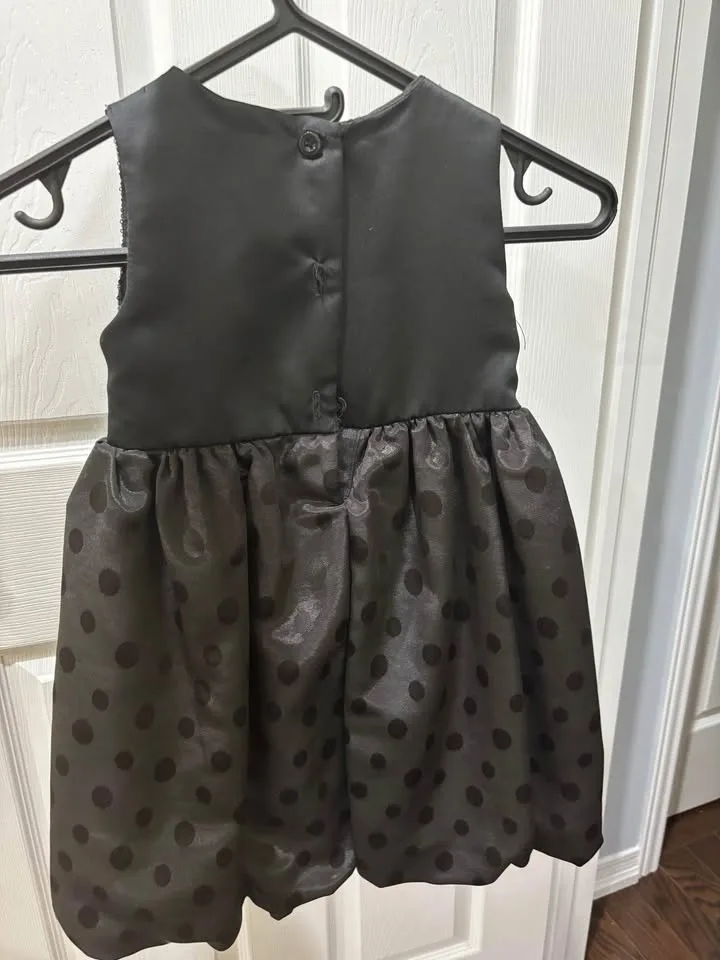 Beautiful Black Sequin & Polka Dot Party Dress with Red Bow image indicator(2)