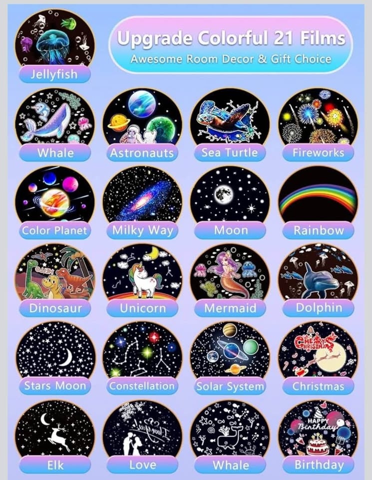 21 Sets of Films, Projector Night Light for Kids Bedroom - photo 2
