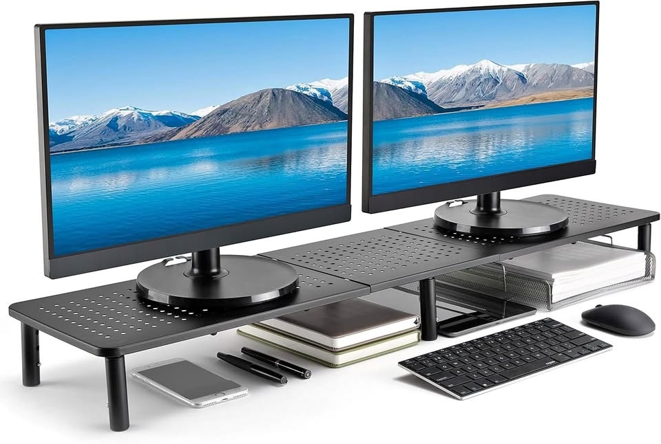Husky Mounts Large Dual Monitor Stand Riser