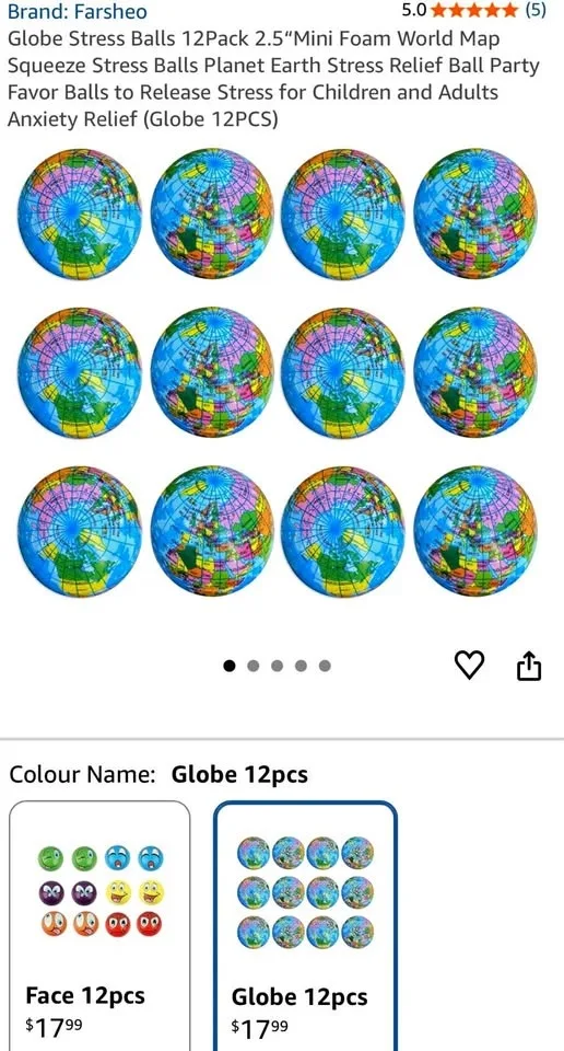 Globe Stress Balls 12Pack 2.5“Mini Foam World Map