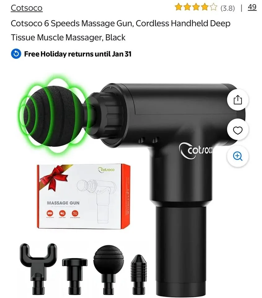 Cotsoco 6 Speeds Massage Gun, Black