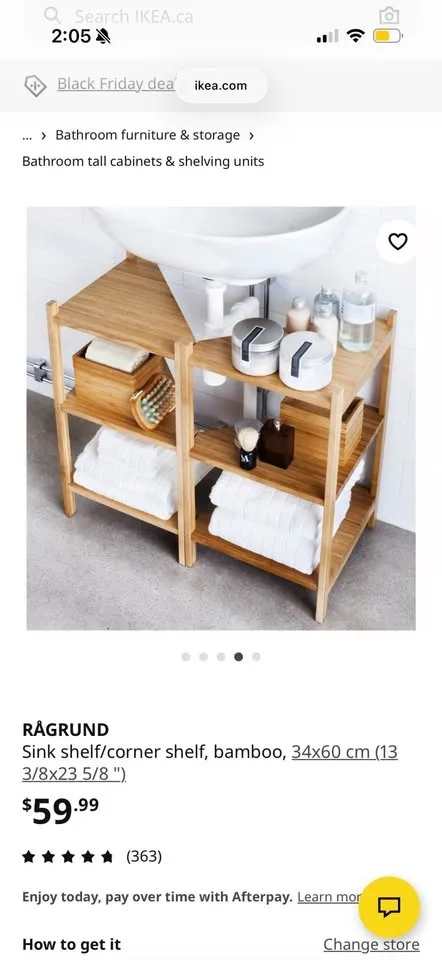 IKEA RÅGRUND Corner / Sink Shelf — Bamboo image indicator(2)