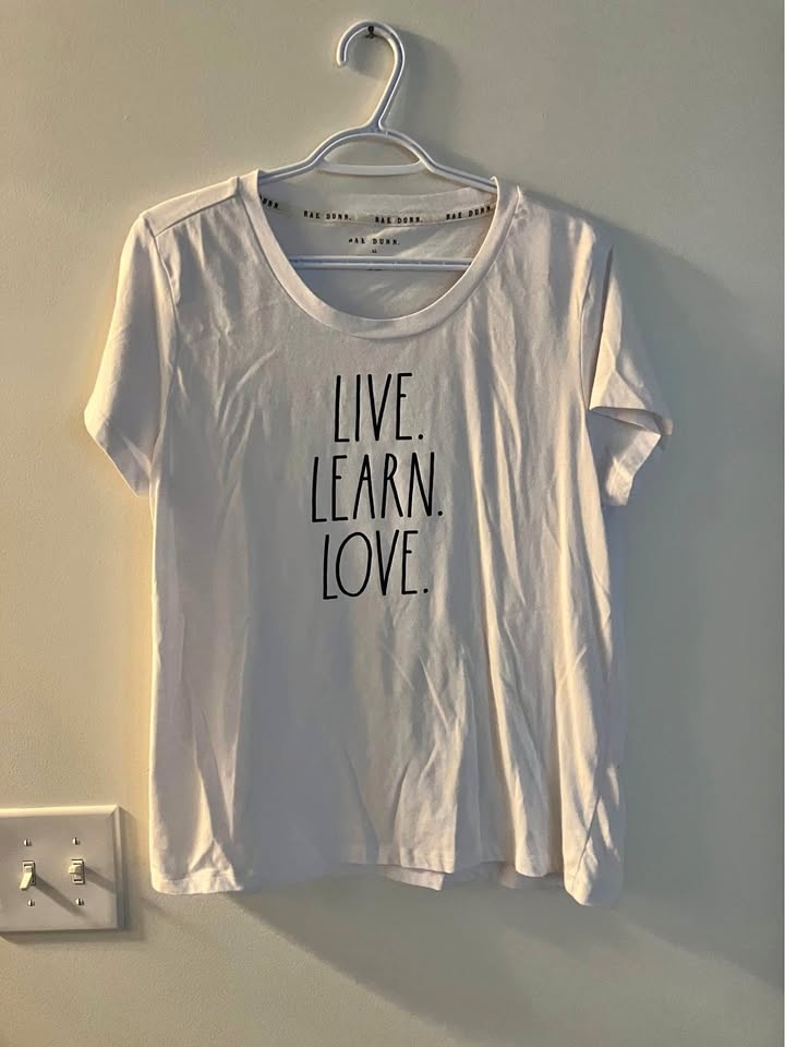 Rae Dunn Ladies T Shirt Size XL - Live Learn Love