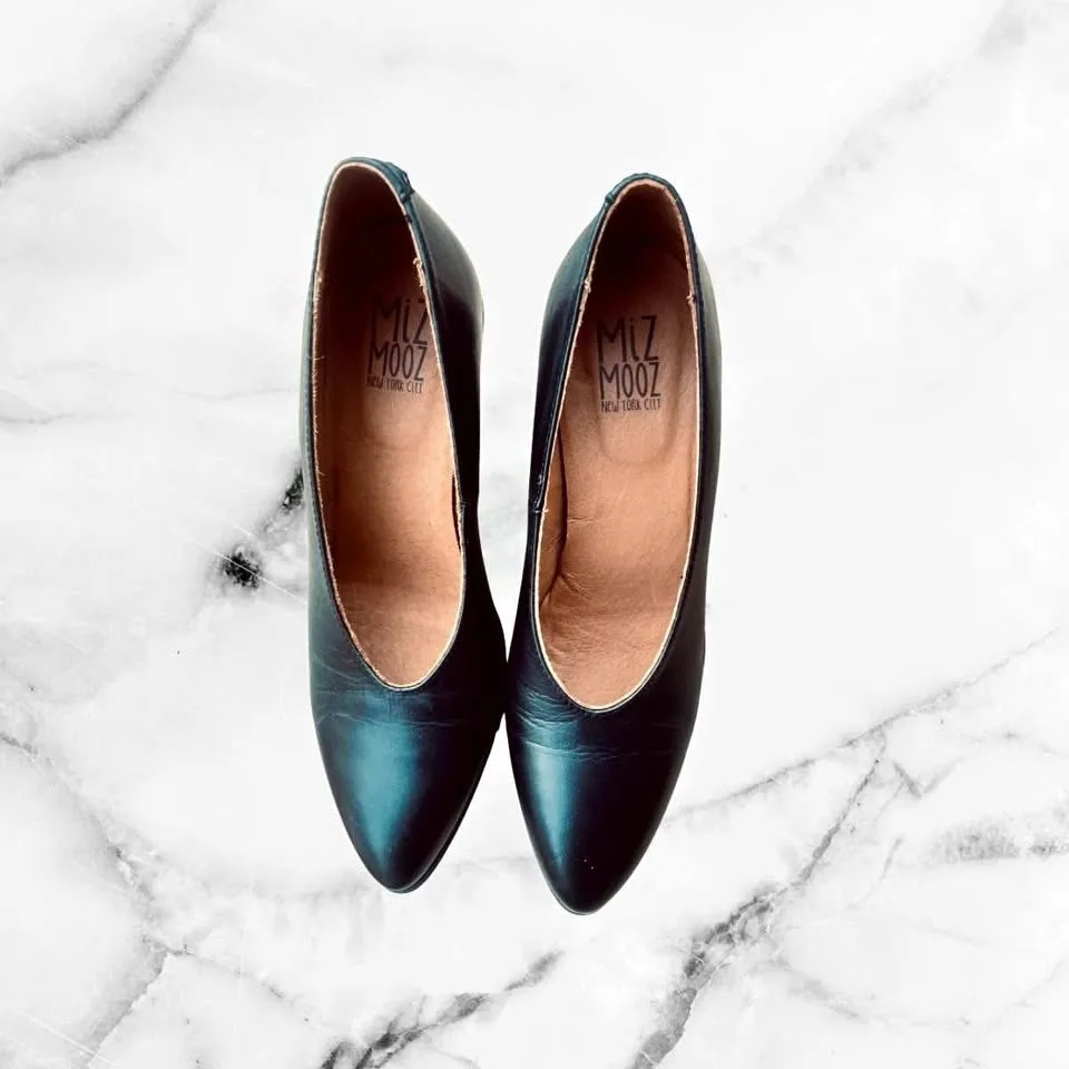 Miz Mooz Black Leather Heels – Size 7 US 37 thumbnail