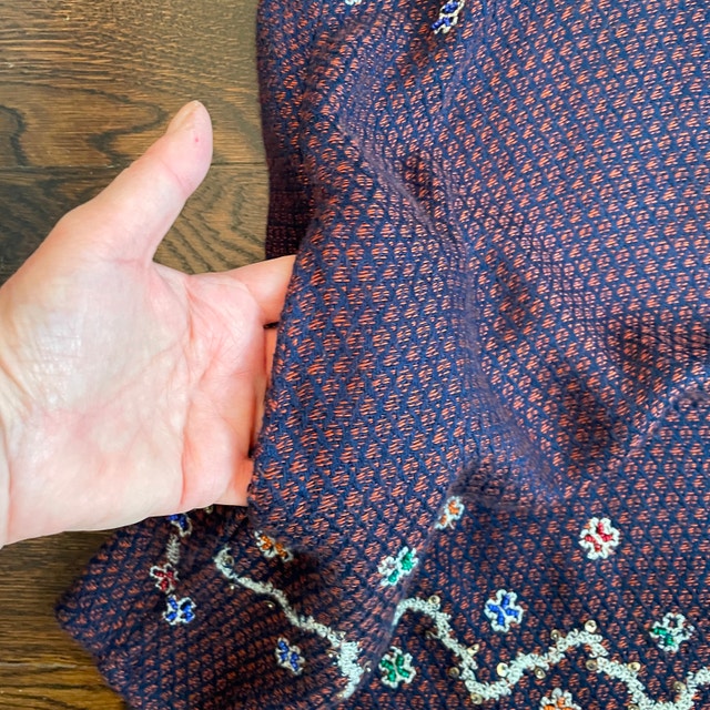 Free People Embroidered Knit Tunic Mini Dress Navy-Med - photo 4