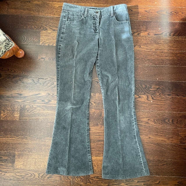 Theory Distressed Gray Corduroy Flare Pants-Size 0