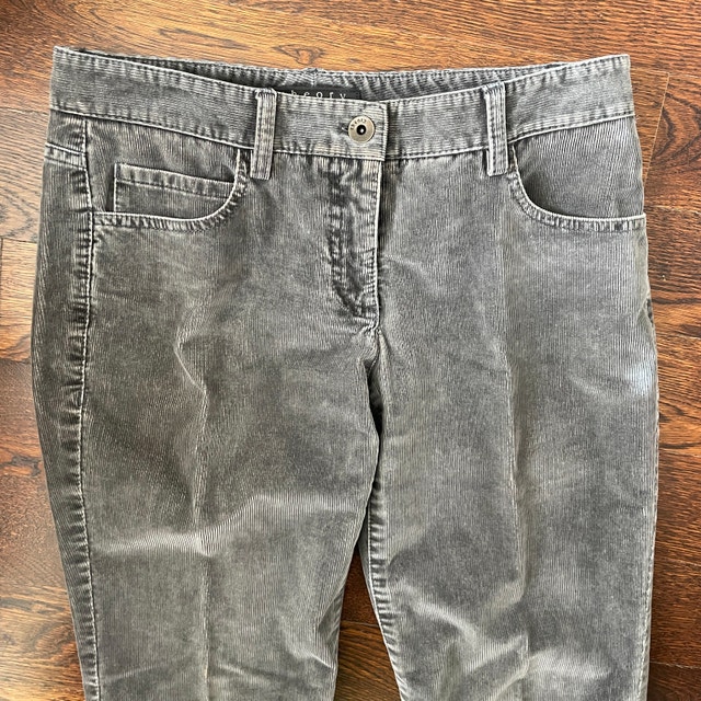 Theory Distressed Gray Corduroy Flare Pants-Size 0 - photo 2