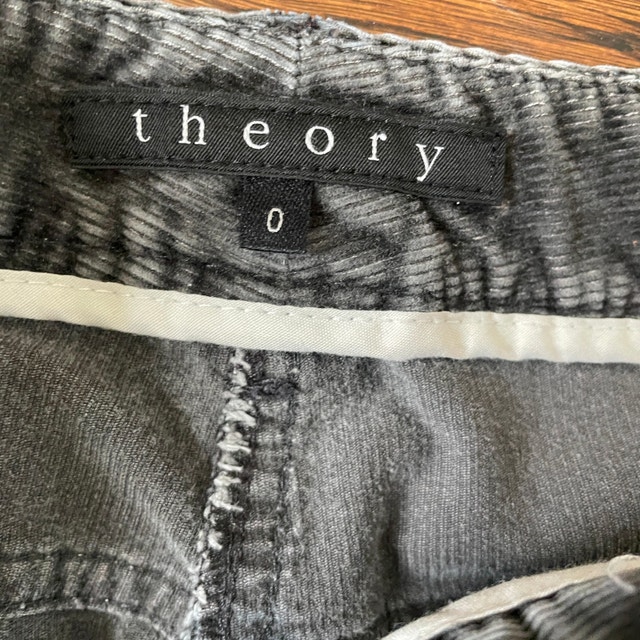 Theory Distressed Gray Corduroy Flare Pants-Size 0 - photo 3