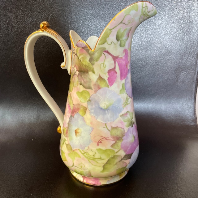 Skye McGhie Porcelain Pitcher-Morning Glory- 9”
