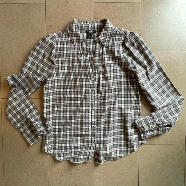 PAIGE Josslyn Shirt Cozy Plaid Button Up-Gray/white-Small - photo 2