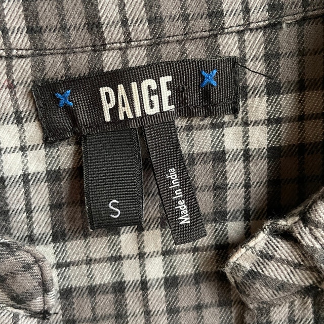 PAIGE Josslyn Shirt Cozy Plaid Button Up-Gray/white-Small - photo 3