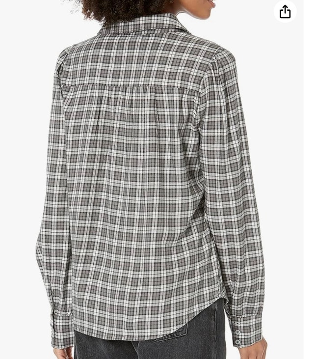 PAIGE Josslyn Shirt Cozy Plaid Button Up-Gray/white-Small - photo 4