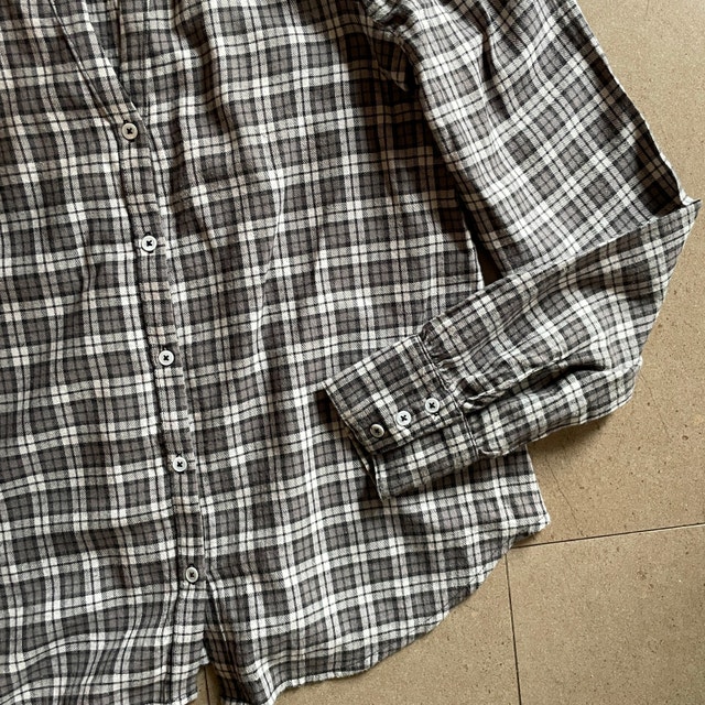 PAIGE Josslyn Shirt Cozy Plaid Button Up-Gray/white-Small - photo 5
