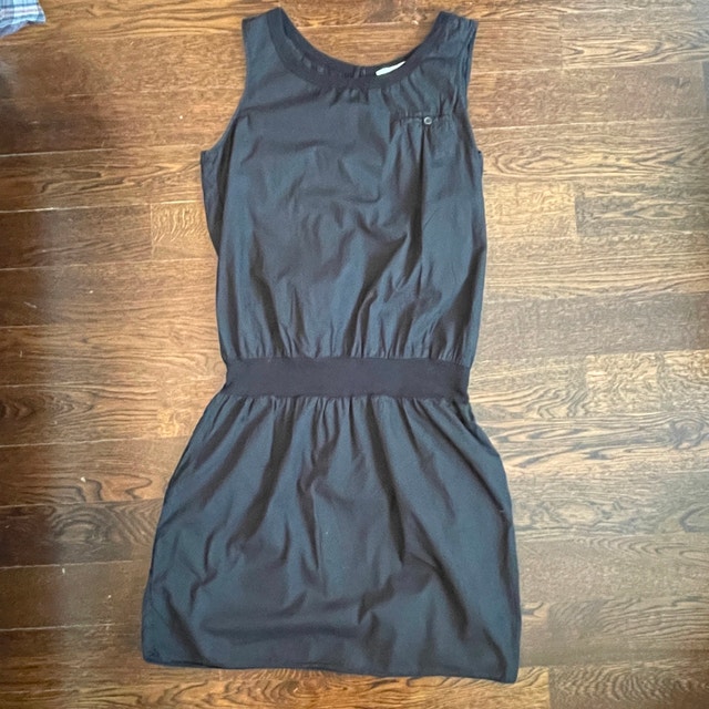 Standard James Perse Black Sleeveless Cotton Tank Mini Dress-Med