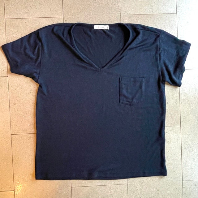 Rag & Bone V-Neck Pocket Tee T-Shirt Women’s Black Blue-Medium