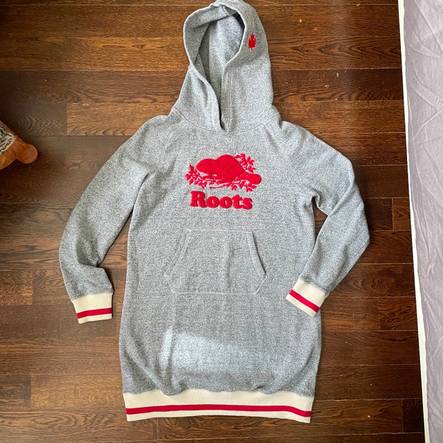 Roots Cabin Hoodie Dress-Salt and Pepper-Small