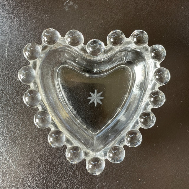 Imperial J. Hughes Candlewick Glass Heart Bubble Trinket Dish