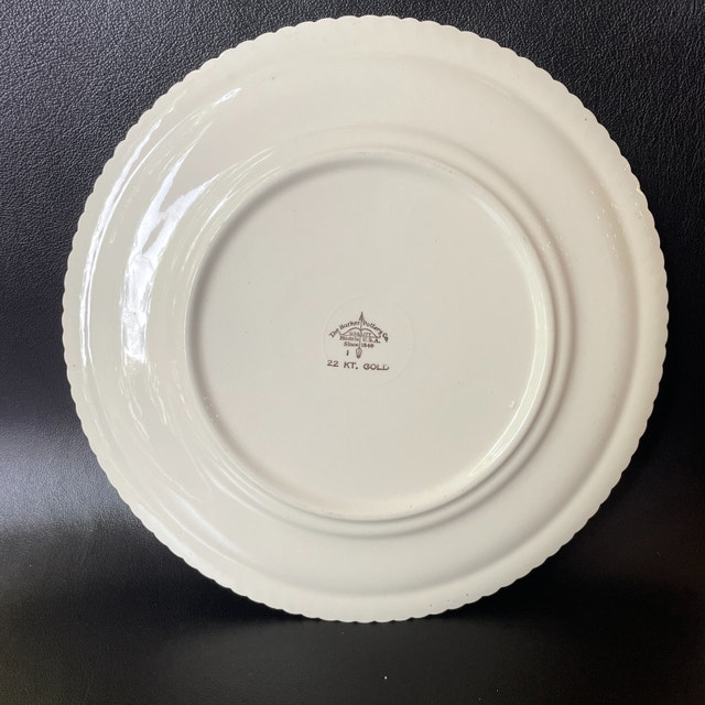 Vintage Harker Pottery Wild Rose plate 22k gold circa - photo 4