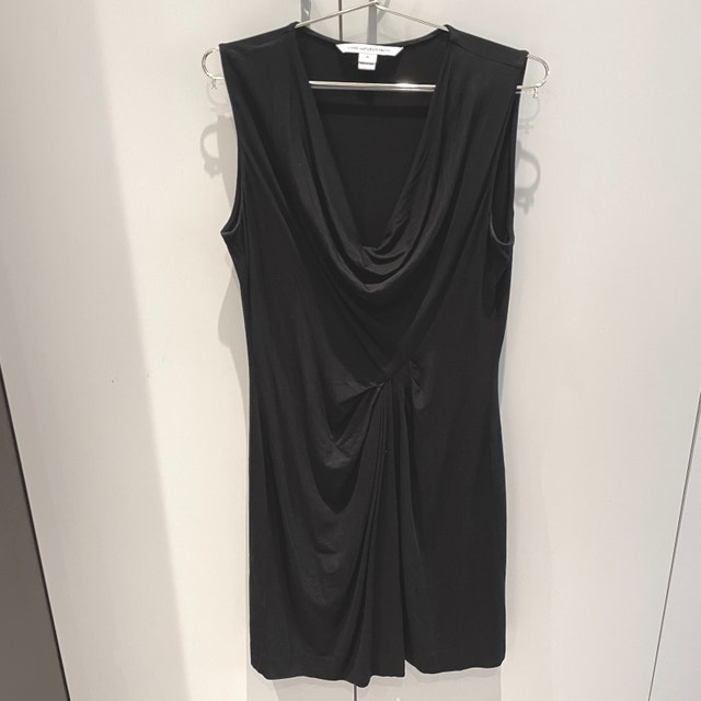 Diane Von Furstenberg Black Draped Jersey Mini Dress-10 - photo 4