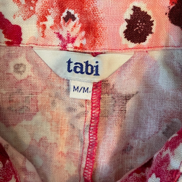 Pretty Tabi Floral Linen shirt/jacket- Red and White -Medium - photo 4