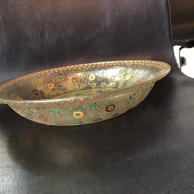 Vintage Hand painted serving bowl dish - 11" - photo 2