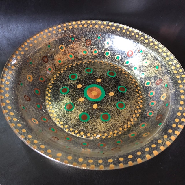 Vintage Hand painted serving bowl dish - 11" - photo 5