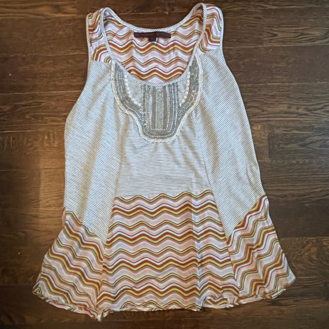 Multi-Colour boho scoop neck silk tank top tunic-Small